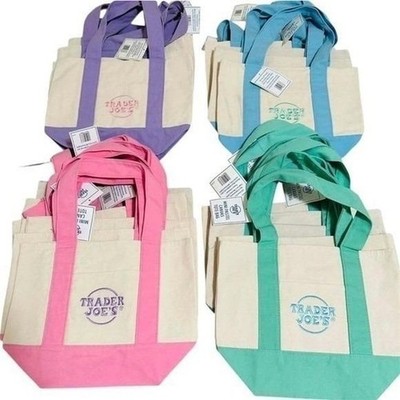 Traders Joe Mini Canvas Tote Bag Set of 8 - 2X each color BNWT Trader Joe main image 4
