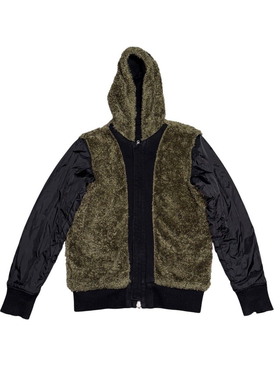 Vtg Y2k Diesel Archive Sherpa Shearling Fur Lined Jacket Hoodie If