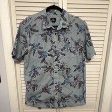 O'Neill Standard Fit Men's L Blue Floral Short Sleeve Button-Up Shirt