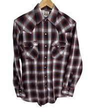 ELY Cattleman Men  s Plaid Pearl Snap Western Shirt Size Medium