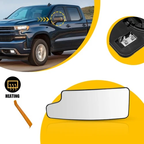 Heated Left Lower Mirror Glass For 2020-2021 GMC Sierra 2500HD 3500HD 1500