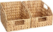 Pantry Baskets for Organizing, Wicker Basket with Built-in Handles, Handwoven Wi