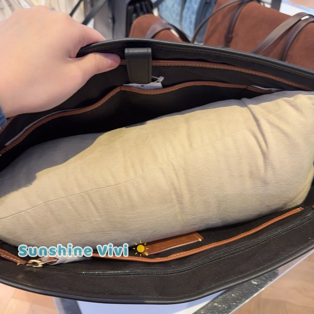 Coach Large Tote Bag Insert In Canvas and Leather In Black C4812