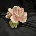 Napoleon Capodimonte Italy Porcelain Pink Rose Flower Figurine Green Leaves — photo 3