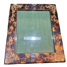 Maitland Smith Hand painted Tortoise Shell Swirl Picture Frame 10.75 x 13” VG