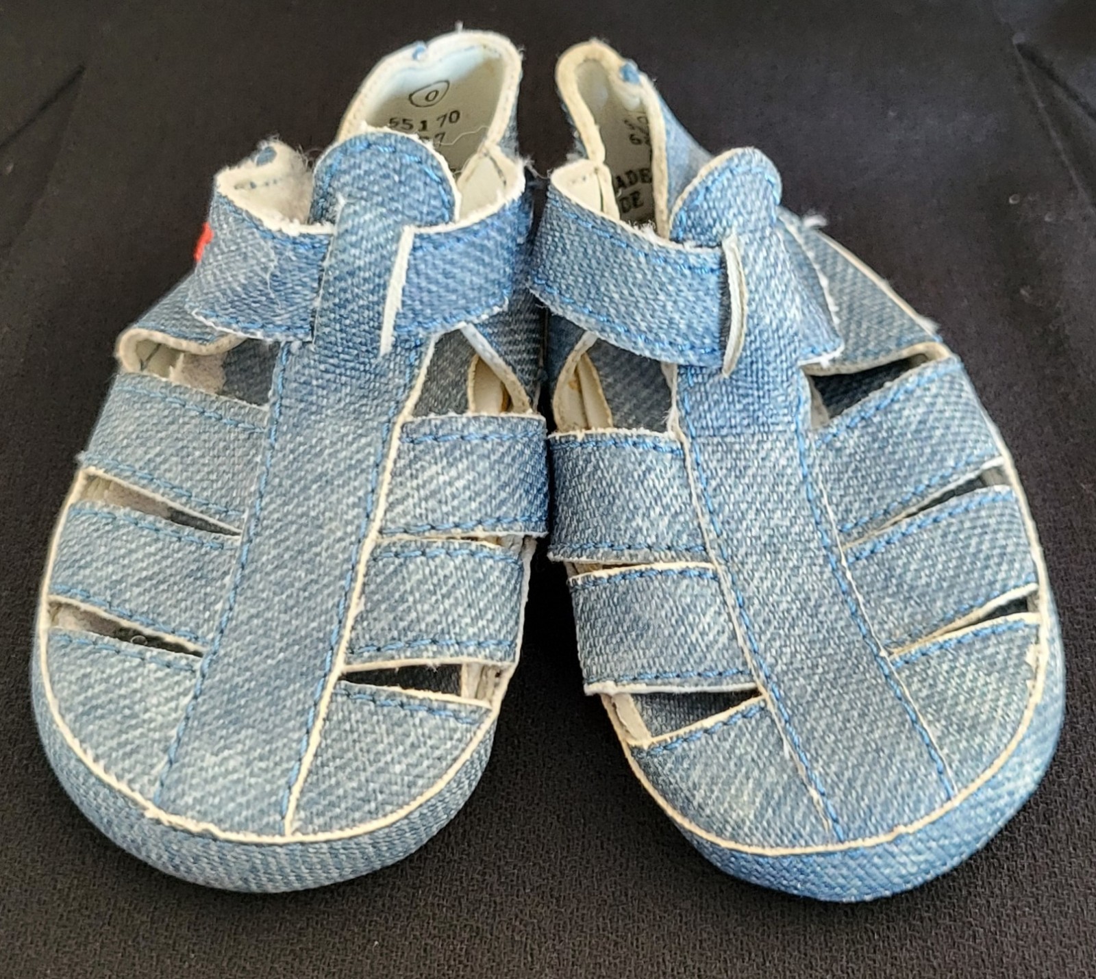 Gerber Blue Denim Soft Sandals Baby Shoes With Strap Size 0 = 4 Inches Cute