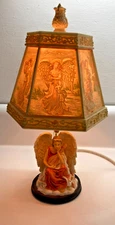 Angel Accent Lamp 6 Panel Lithopane Shade Reverse Paint shade