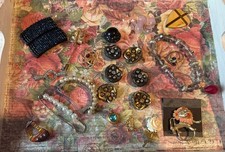 Grandma Junk Drawer Lot Ephemera Pins Trinkets Vintage Retro Shoe Clips Buttons