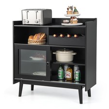 Kitchen Buffet Sideboard Organizer Liquor Bar Cabinet w/Sliding Door Wine Rack