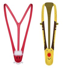 UK Mens Funny Christmas Reindeer Mankini Thong Briefs Novelty Costume Underwear