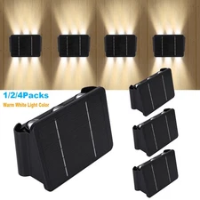 6 LED Solar Wall Lights Outdoor Garden Pathway Fence Deck Step Lamp WATERPROOF