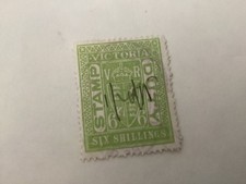 Victoria, 1879-1900 ,6/- Stamp duty Green used seven seas PF20