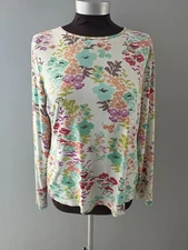 Lands End Rash Guard Adult Medium 10-12 Multicolor Floral Crew Neck