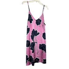 Stars Above Floral Spaghetti Strap Nightgown Slip Dress Pink Navy Medium
