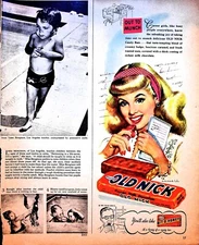 Original Vintage Old Nick Candy Ad: Out to Munch, Career girl, Bit o honey