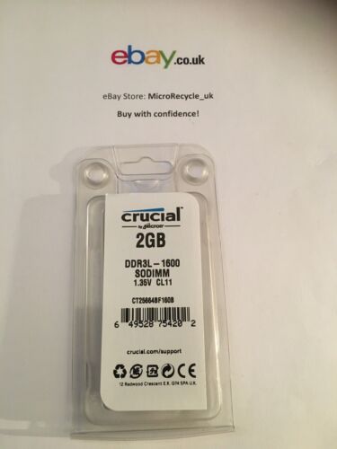 Crucial CT25664BF160B (2 GB, PC3-12800 (DDR3-1600), DDR3 SDRAM, 1600 MHz, SO... - Picture 1 of 3