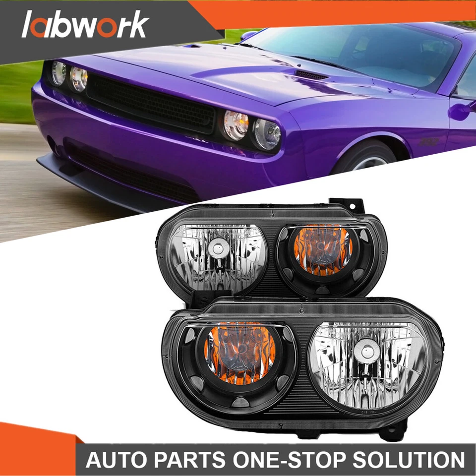 Faros de laboratorio para Dodge Challenger 2008-2014 halógenos negros lado izquierdo+derecho Foto 2 de 4