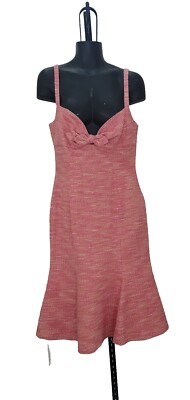 Moschino Cheap and Chic pink tweed bow accent dress size IT 42 US 6-8  Fluted Hem | eBay