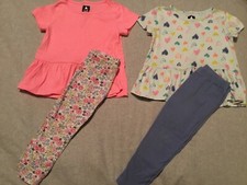 baby Gap playtime 2 tops/2 pants, 18-24 m, flower Hearts