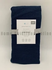 Pottery Barn Baby Belgian Flax Linen Crib Skirt Navy Blue 16" DROP #9923J