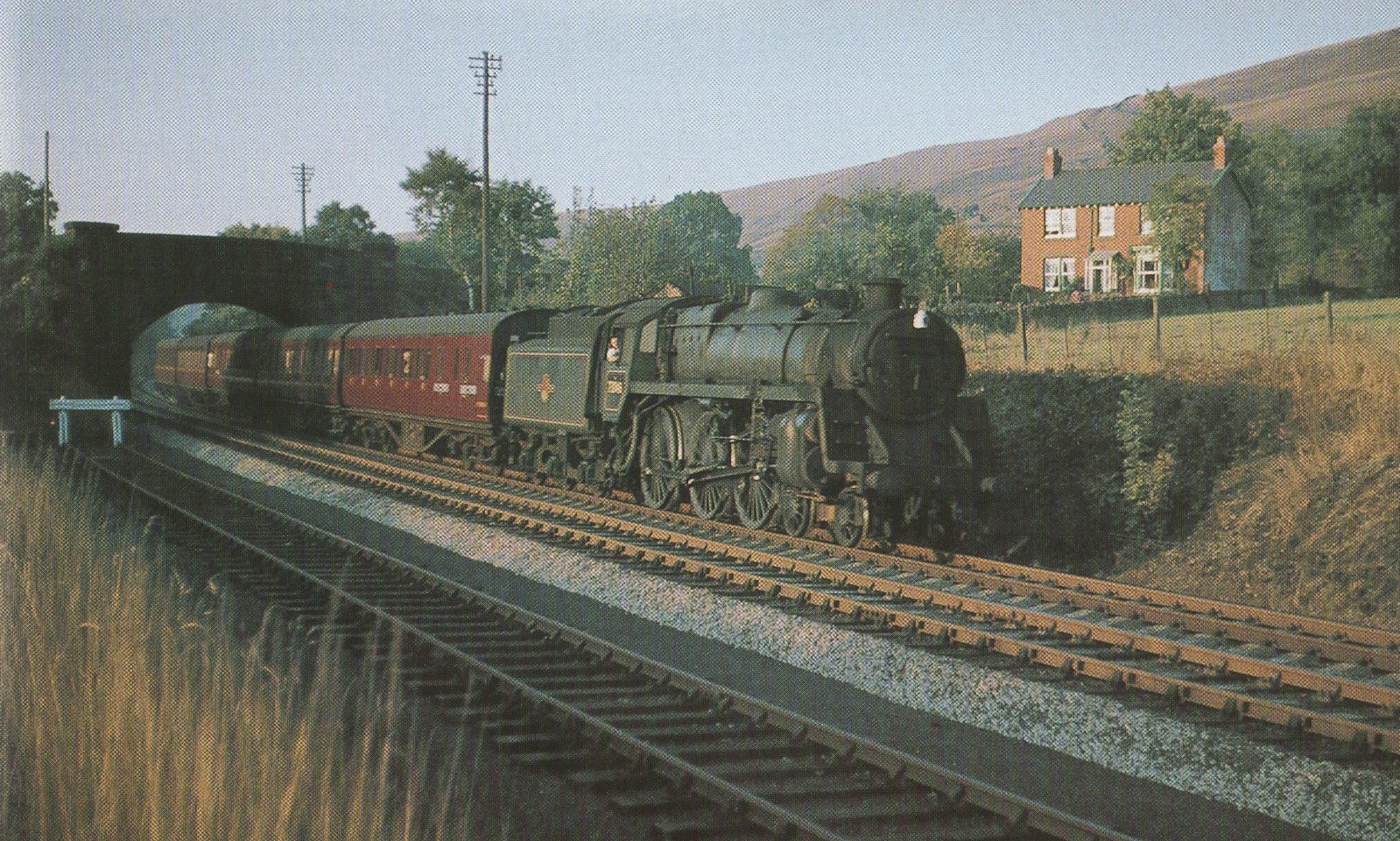 Vintage 1959 Steam Train at Hope Peak District Mounted Railway Print-image