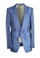 TOM FORD Buckley Blue Cocktail Tuxedo Dinner Jacket Size 46 IT / 36R U.S. Ne...