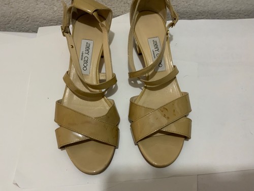 Jimmy Choo Nude Patent Leather "Merit" Sandals Size 39 - Picture 2 of 11
