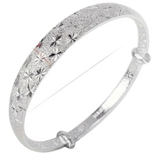 925 Silver Plated Star Bangle Bracelet - New
