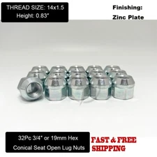 32Pc Acorn Open End Lug Nuts 14x1.5 For Chevy GMC Silverado Sierra 2500 3500 HD