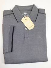 NEW TOMMY BAHAMA Size M Men's Polo Shirt Gray Black EASY CARE Wicking 89