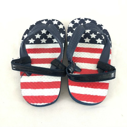 Toddler Boys Girls Flip Flop Sandals USA Flag Americana Plastic Size 5.5 - Picture 2 of 4