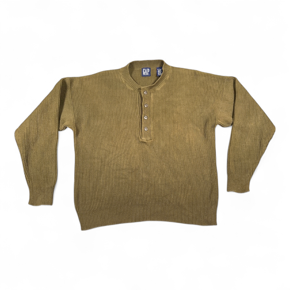 トップス 90s OLD GAP Henley Neck Tee vintage 90'S GAP Old Gap Henley neck thermal long T-shirt Men's L