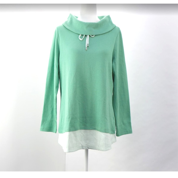 Летняя туника из вафельного трикотажа Denim & Co. Active Petite с цветными вставками мятного цвета - НОВИНКА