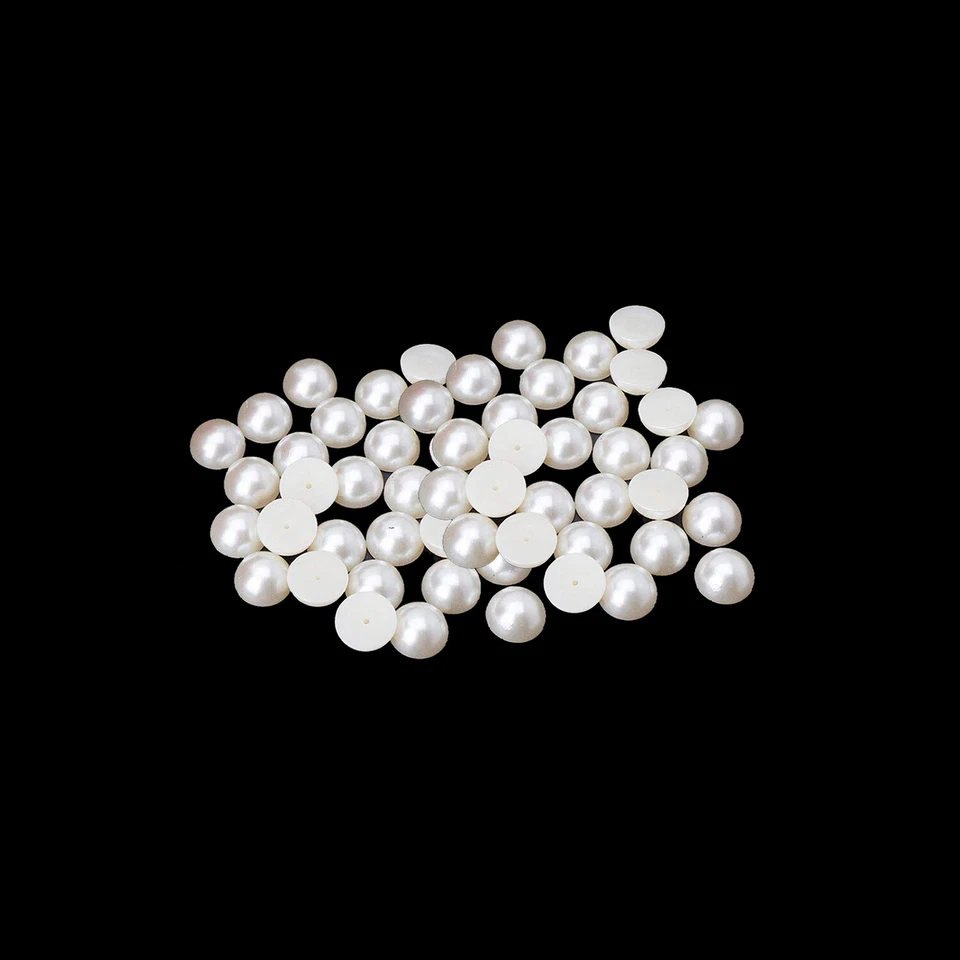 100pcs White Half-Round Pearl Rivets Plastic Metal Pins 8mm-12mm Leather Craft - Image 3 of 4