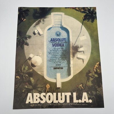 Absolut Vodka Absolut LA 1989 Vintage Print Ad swimming pool