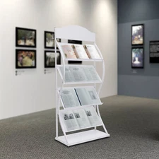 Newspaper Rack Magazine Stand Literature Holder Book Magazine Display 4 Layers 