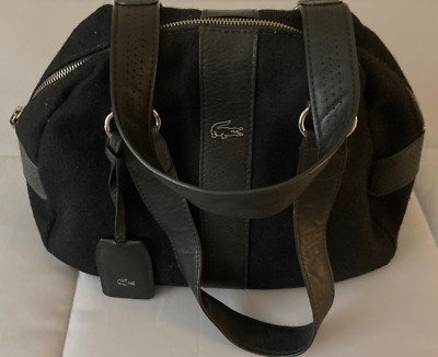 Vintage Lacoste Womens Bag BlackPoly/Wool Zip Closure
