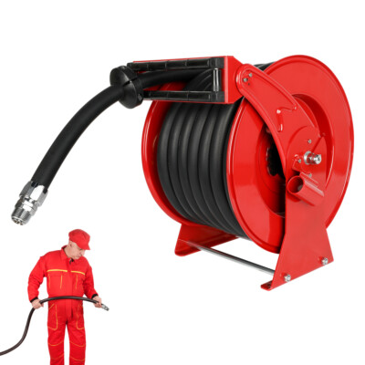 Retractable Diesel Fuel Hose Reel 1''x50' 300PSI Driven Automatic Swivel Rewind