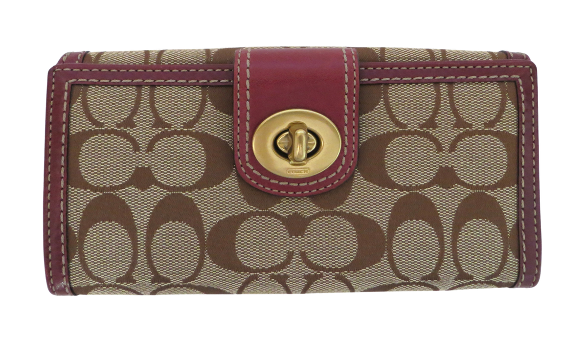 New Coach Hampton Signature Leather Slim Envelope Wallet Khaki