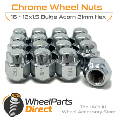 Wheel Bolts (16) 12x1.5 Chrome for Renault Clio [Mk4] 12-19 on Original