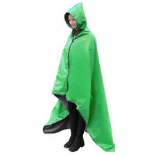 Waterproof Windproof Wearable Portable Hooded Stadium  Blanket -Bright Green