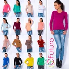 Ladies Casual Top Scoop Neck Stretch Jumper Long Sleeve T-Shirt Size 8-12 FT546