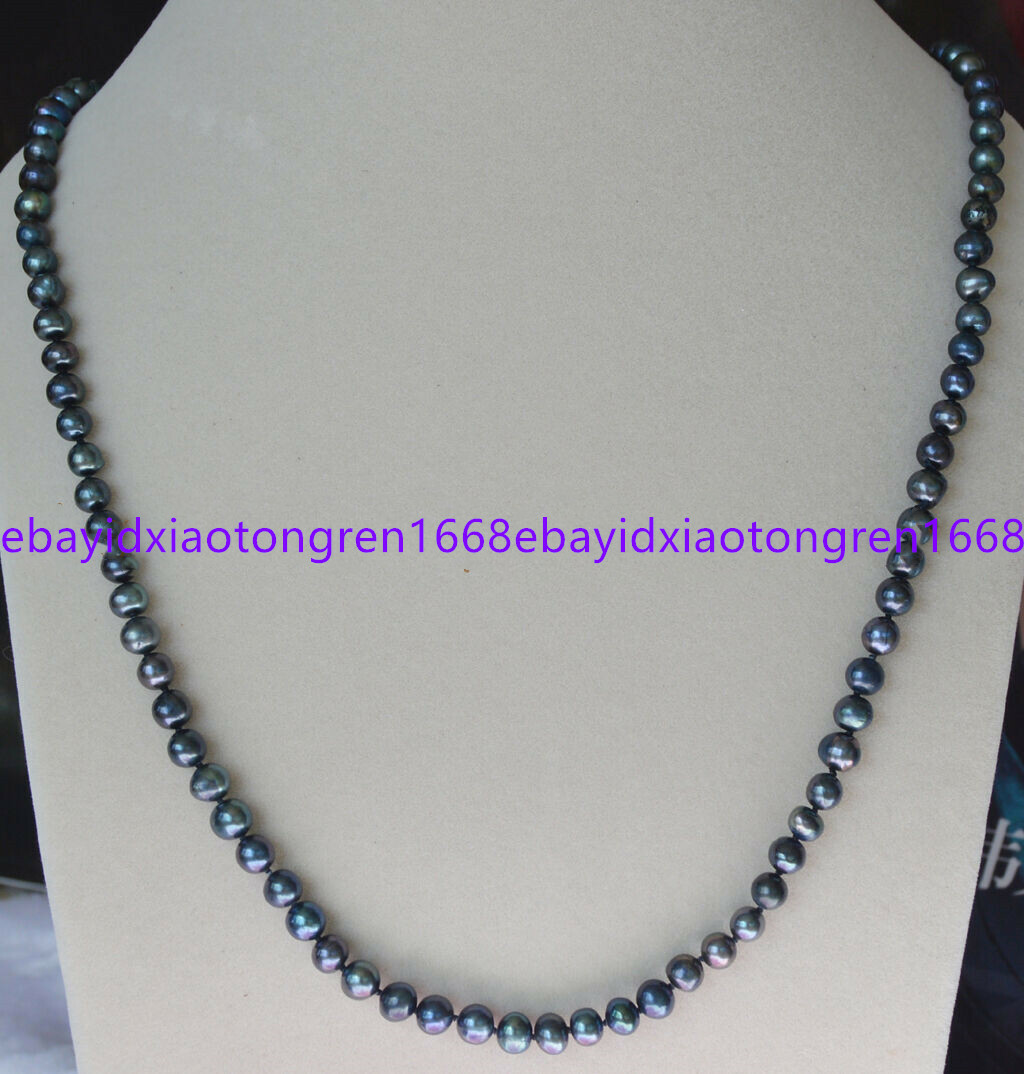 6-7mm AA Quality Japanese Akoya Cultured Pearl Necklace In Tin Cup Black - Foto 11