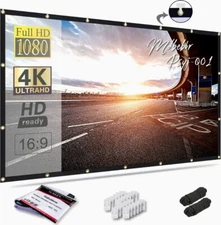 Mdbebbron 120 inch Projection Screen 16:9 Foldable Anti-Crease Portable