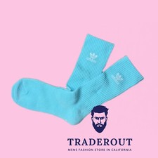 adidas Men Baby Blue Trefoil crew socks size L