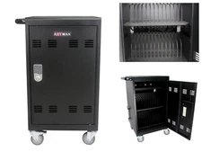 32 Device Mobile Charging Cart & Cabinet with Lock for Tablets Laptops Computers