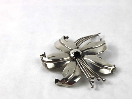 Broche Anton Dogwood Vintage Plata Esterlina Figura Flor Solapa Prendedor - Imagen 4 de 6