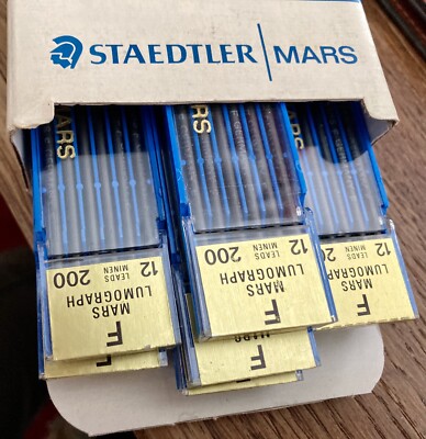12 Stück X 10 Etuis STAEDTLER MARS LUMOGRAPH - Bleiminen F200 - Vintage 60er