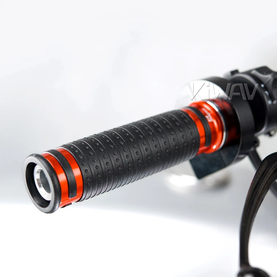 Empuñaduras de manillar Cyber negro TPR + moldura de metal naranja 22 mm x2 bicicleta personalizada Foto 3 de 4