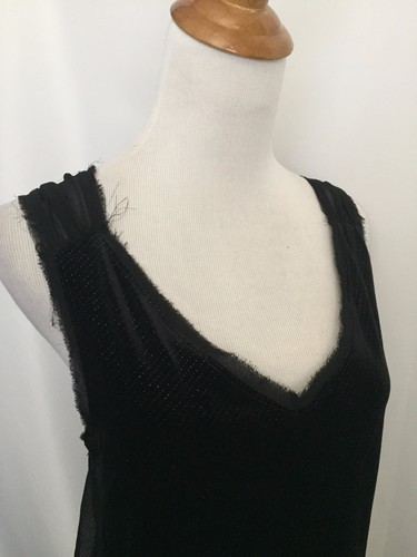 NWOT ZARA Basic Black Velour Glitter Chiffon Criss Cross Back Top Womens sz XS - Picture 4 of 10